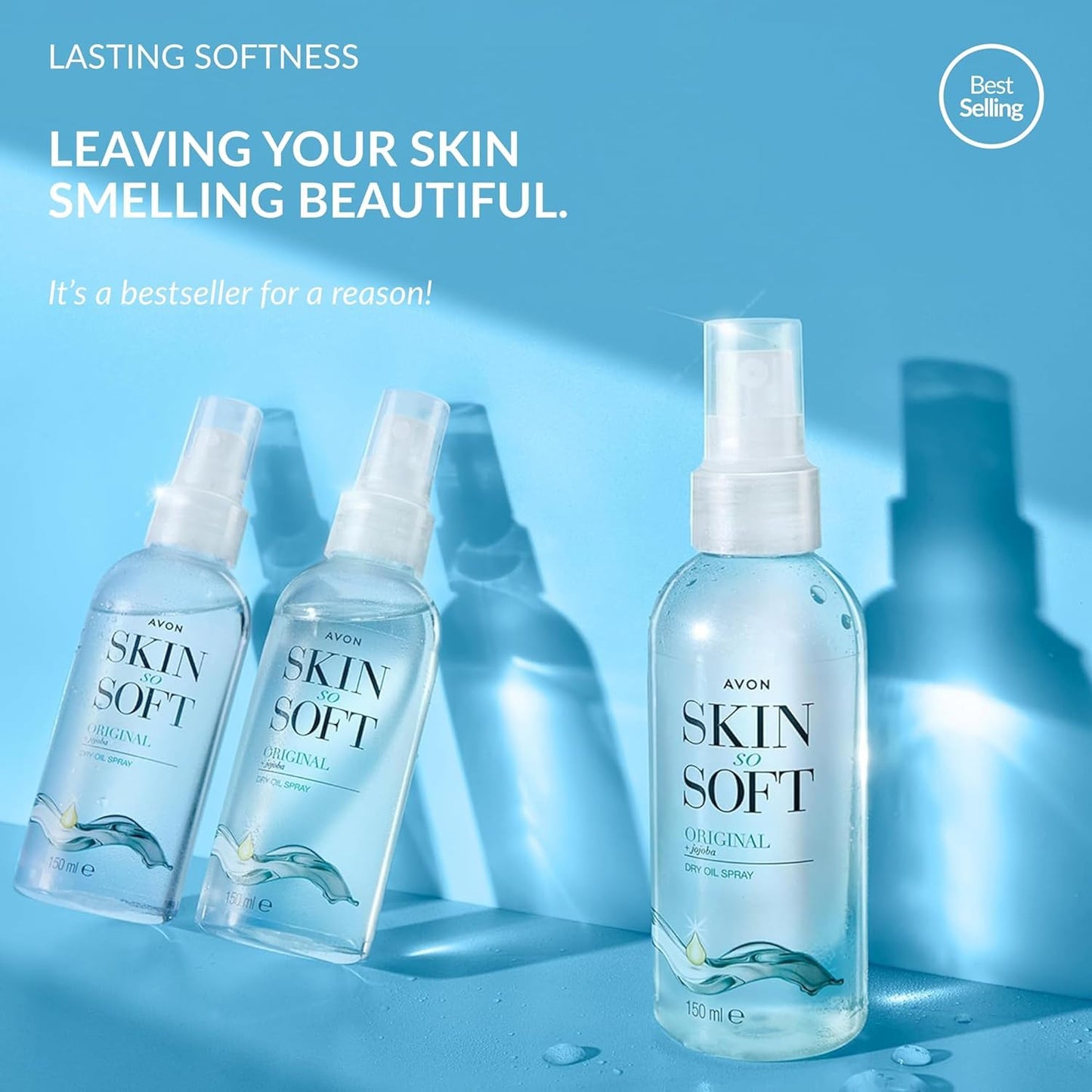 AVON SKIN SO SOFT Original JOJOBA Dry Oil Spray (5 Fl. Oz) Each - Travel-Friendly Luxury Lightweight Body & Hair Oil Mist - Fast-Absorbing Beauty and Personal Care AVON SKIN SO SOFT