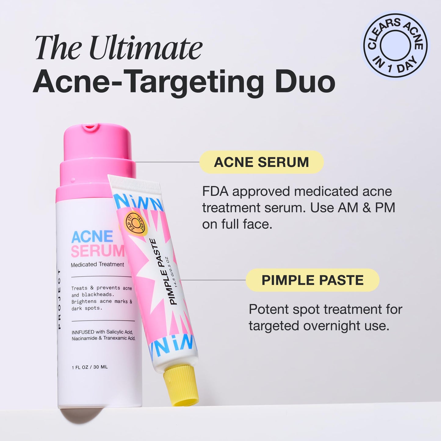 INNBEAUTY Project Acne Serum Medicated Treatment for Breakouts, Blackheads & Oil Control, 1 OZ (30ml)