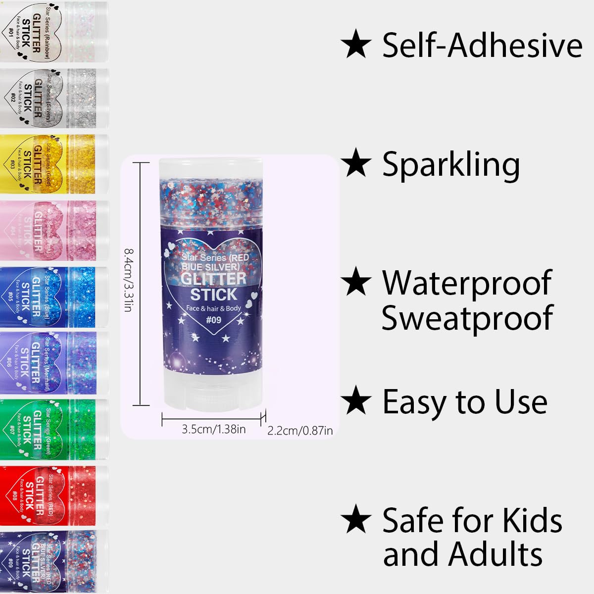 Mysense Patriotic Red White and Blue Body Glitter Stick,4th of July Accessories,Sparkling Face Hair Glitter for 4th of July Outfits Women Beauty and Personal Care Mysense