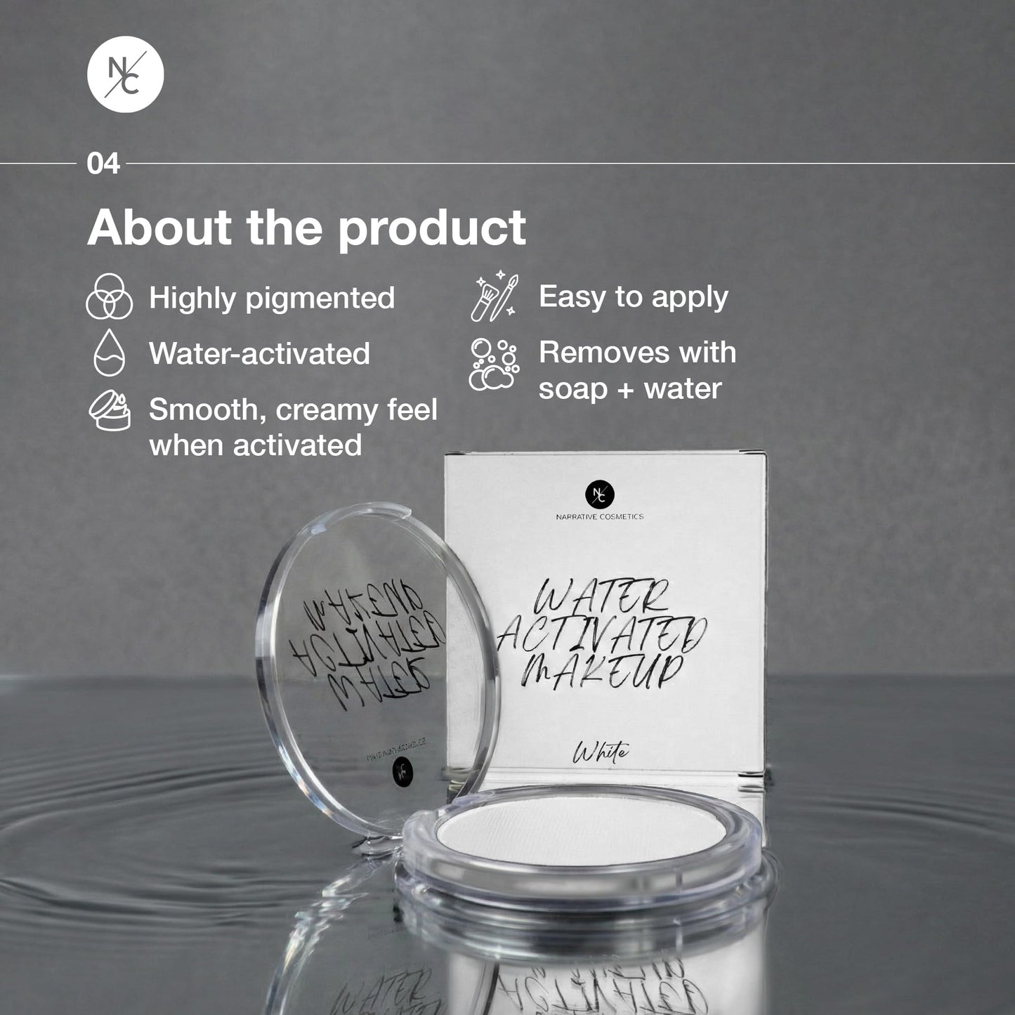 Narrative Cosmetics Water-Activated Face & Body Paint - Highly Pigmented, Long-Lasting Face & Body Paint for SFX, Cosplay, and Artistic Makeup