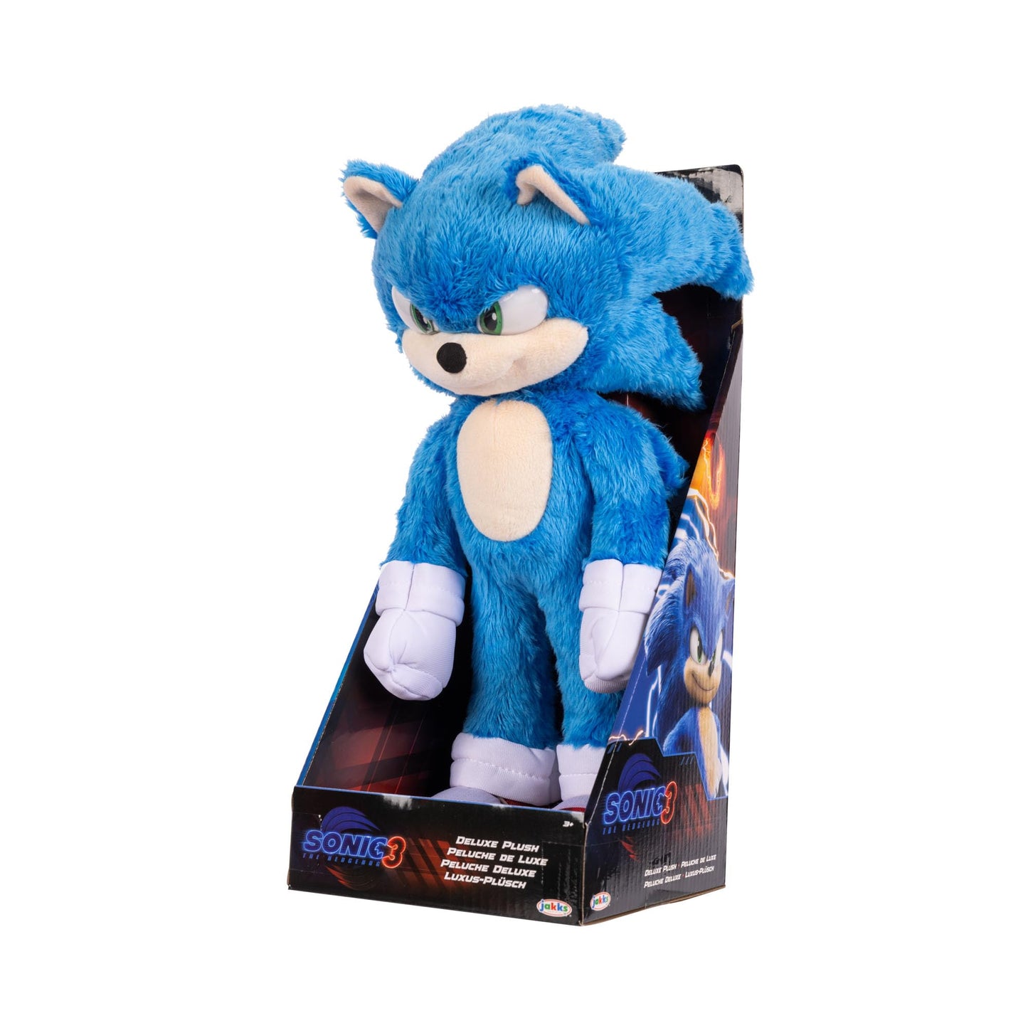 Sonic 3 The Hedgehog The Movie - Official Sega Licensed - Deluxe Sonic Soft Toy - 33cm - Blue Hedgehog - Soft - Realistic Details - Sparkling Eyes…