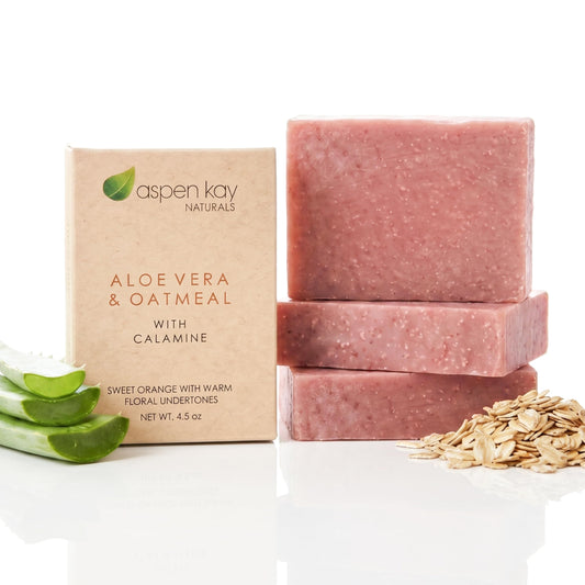 Aloe Vera & Oatmeal Soap Bar with Calamine, Natural & Organic Ingredients - Organic Aloe Vera & Colloidal Oats. Face & Body - for Men, Women & Teens Beauty & Personal Care Aspen Kay Naturals