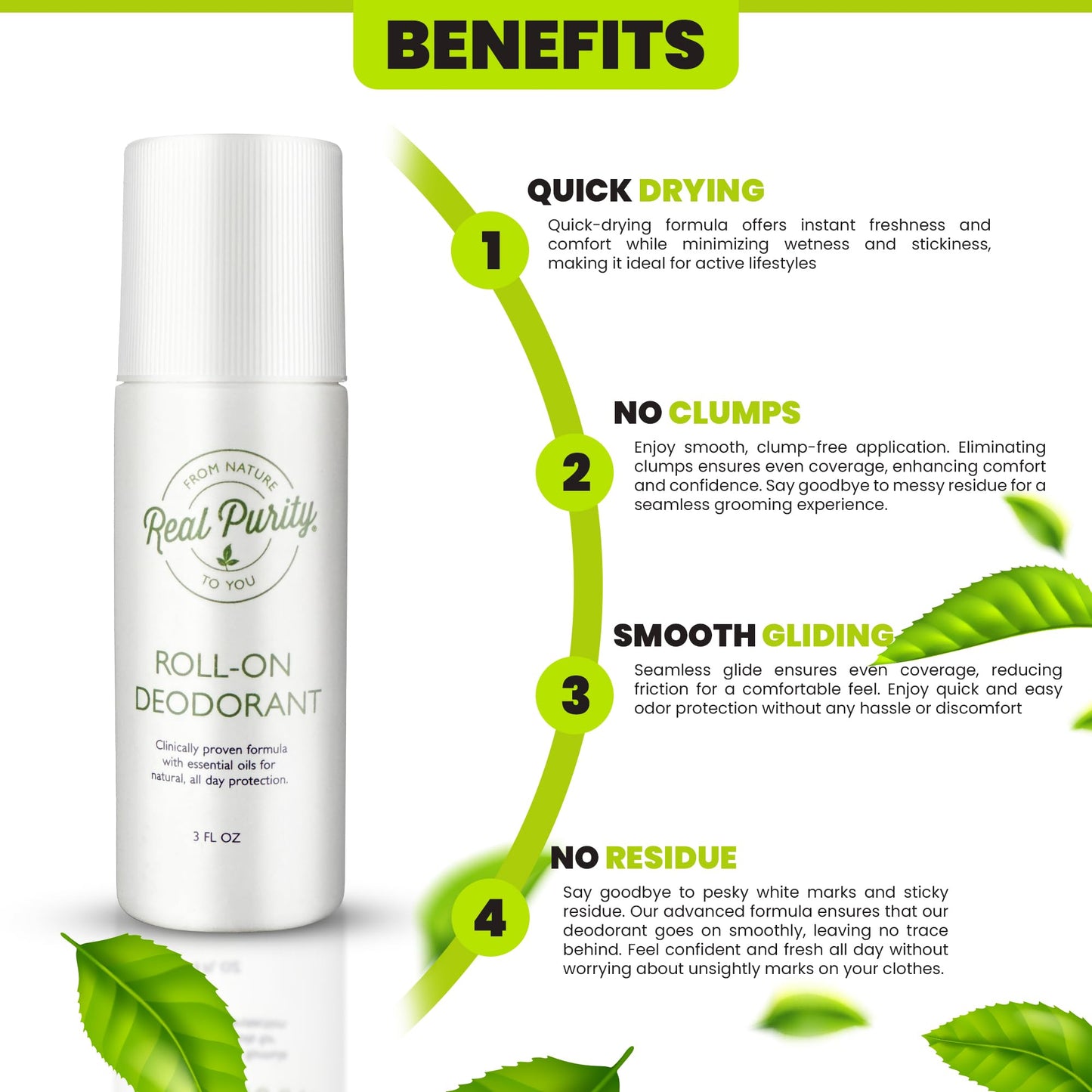 Real Purity, (2 Pack) Roll-On Deodorant Beauty and Personal Care Real Purity