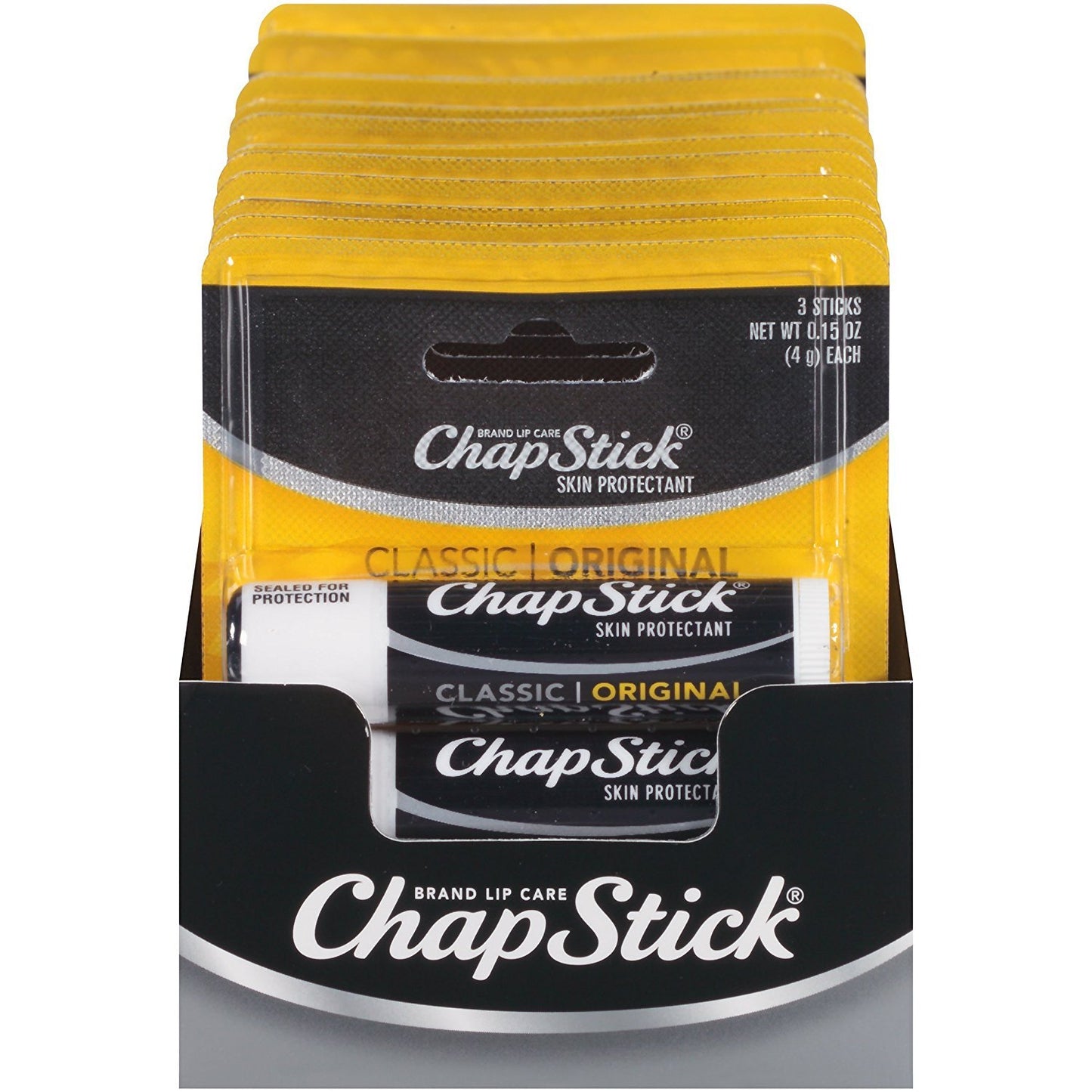 ChapStick Classic, Skin Protectant Flavored Lip Balm Tube, 3 Count (Pack of 1)