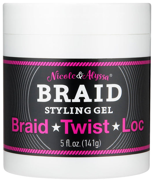 Nicole & Alyssa - Braiding Gel 5oz - No Flakes or Buildup, Perfect for Braids, Locs & Twists, Extra Hold, Frizz Control, Moisturizing Care