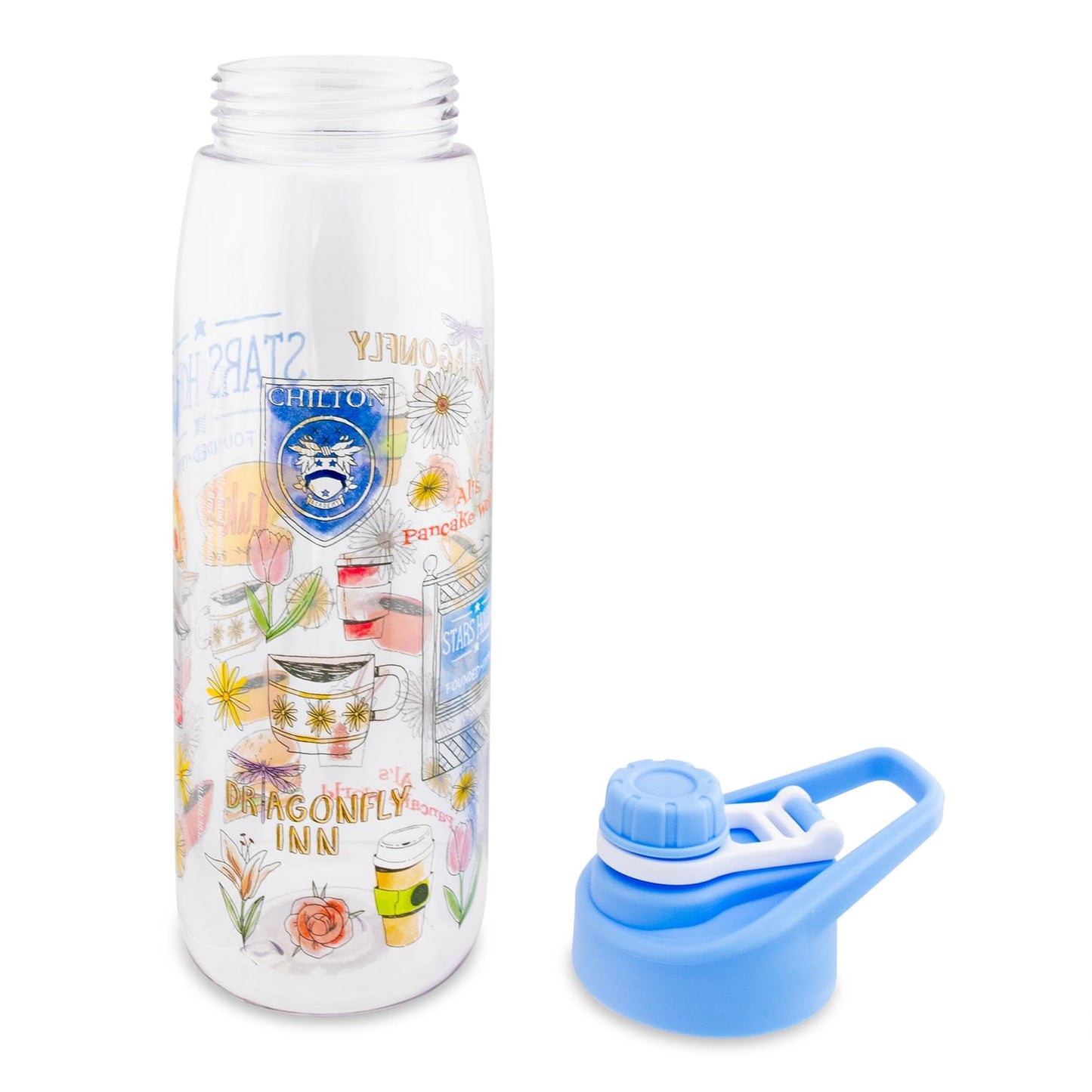 Silver Buffalo Gilmore Girls Stars Hollow Icons Water Bottle With Screw-Top Handle Lid | Large Plastic Sports Jug | Holds 28 Ounces