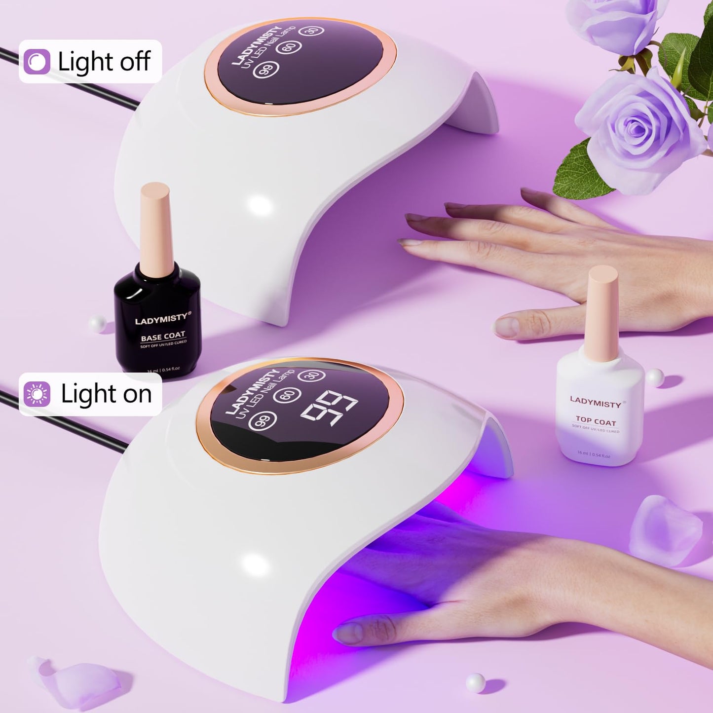 LadyMisty 72W UV LED Nail Lamp, 2026 New Upgrade UV Light for Gel Nails with 18 Beads, 3 Timer Nail Dryer, LCD Display, Auto Sensor, Professional Nail Beauty and Personal Care LadyMisty