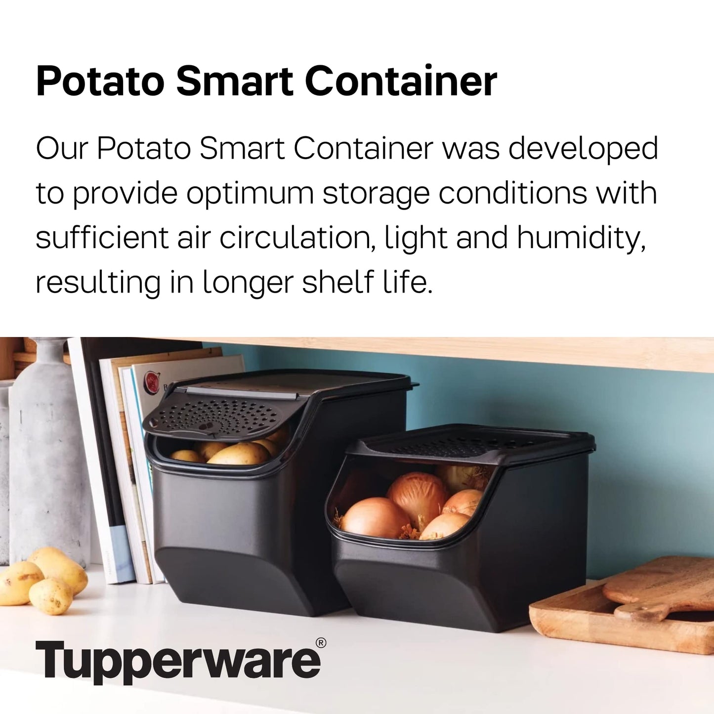 Tupperware Brand Potato Smart Container - Extends the Shelf Life of Potatoes, Including Sweet Potatoes - Easy to Clean