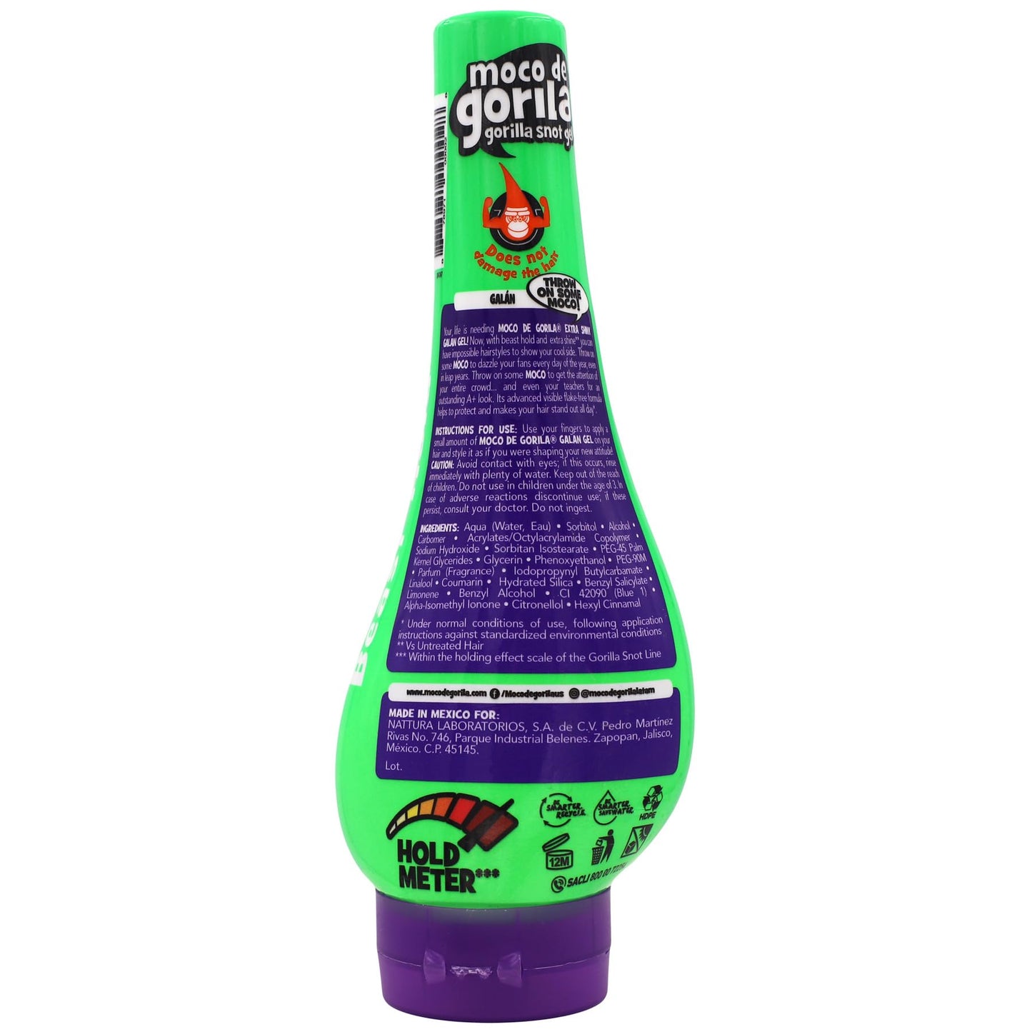Moco de Gorila Galan Hair Styling Gel, Reactivatable with water, Long-lasting Hold, 11.99 Oz Squeezable Bottles (Pack of 3)