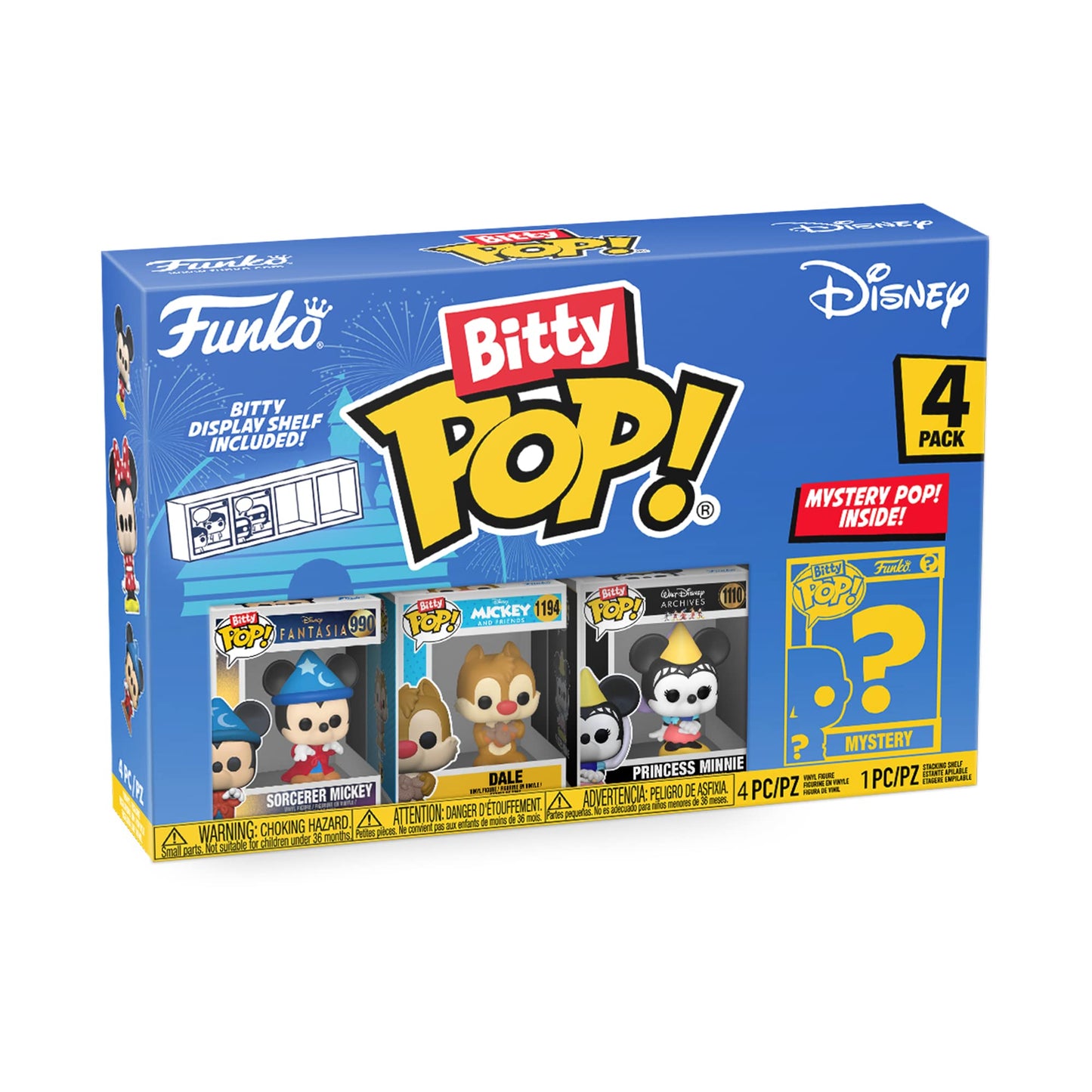 Funko Bitty POP! Disney - Sorcerer Mickey, 4-Pack - Sorcerer Mickey, Dale, Princess Minnie and A Surprise Mystery Mini Figure - 0.9 Inch (2.2 Cm)…
