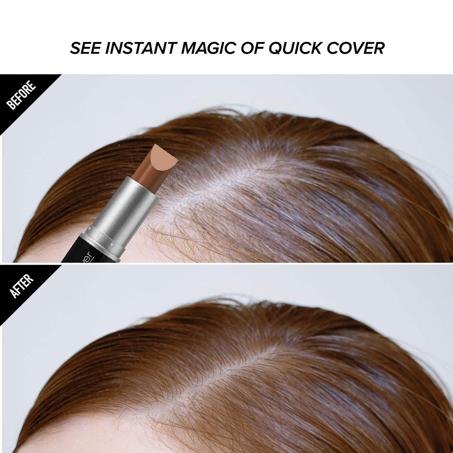 RED by Kiss Quick Cover Root Touch Up Stick, Water-Resistant Temporary Gray Hair Concealer with Brush for Roots and Beard, Long-Lasting Coverage, Easy