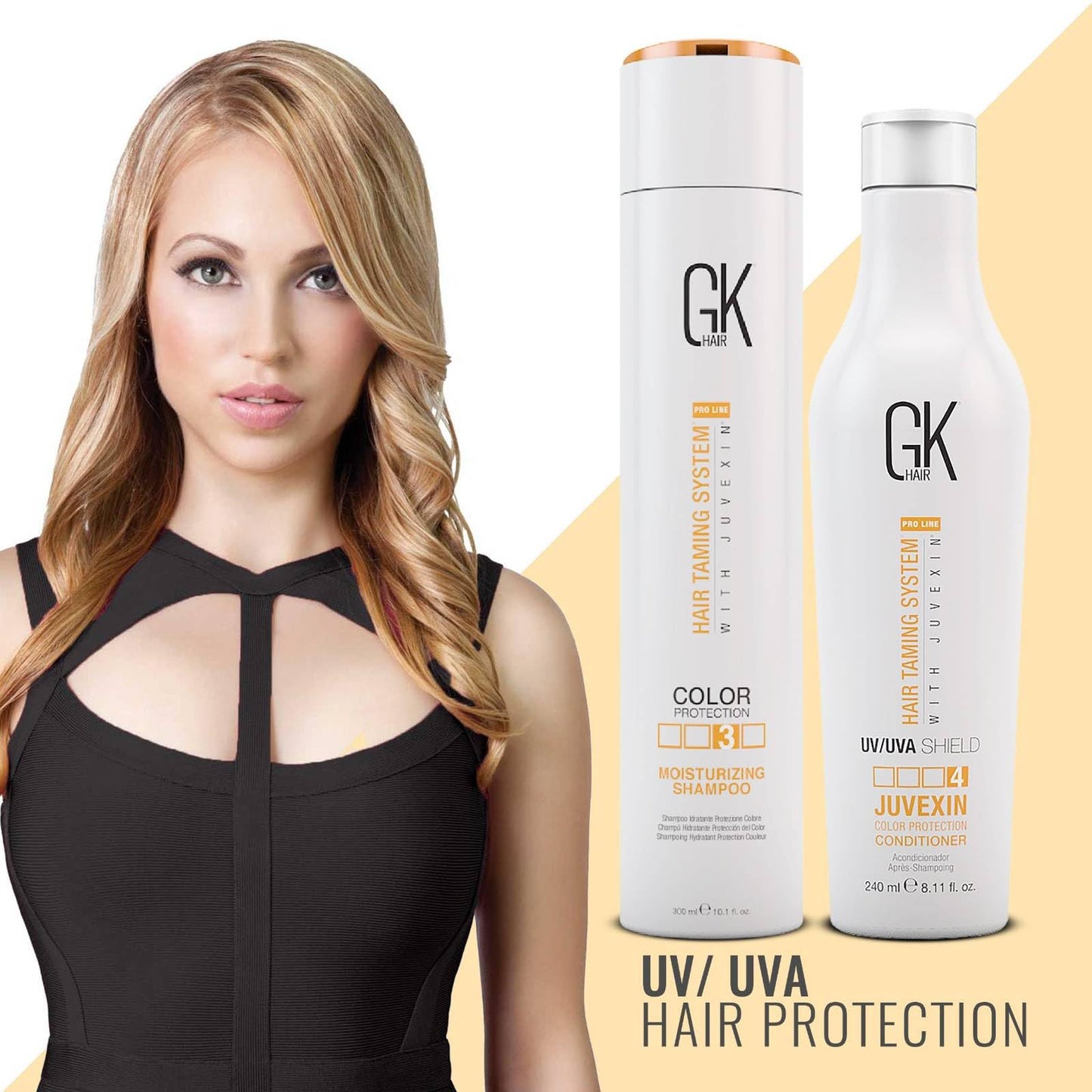 GK HAIR Color Protection Moisturizing Shampoo and Shield Conditioner Combo with no Sulfate and Paraben for Colour Treated Fizzy Oily Dry and Damaged