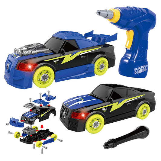 GILOBABY 26-Piece Take Apart Racing Car – STEM Building Toy with Electric Drill, Lights & Sounds, Educational Gift for Boys Ages 3–5
