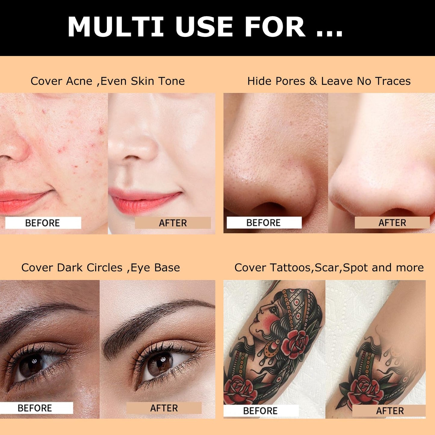 VERONNI Makeup Cover Concealer Makeup Cover Up Waterproof Foundation Amazing Scar Make Up Concealer SPF 30 1.1OZ/30g (209)