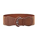 Yuni Sophy 3 pieces of women's wide belts, waist belts, leather elastic belts, ladies dresses, decorative belt hooks (khaki, Large)
