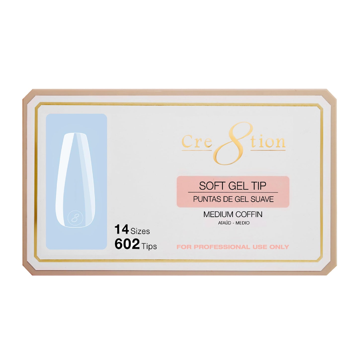 Cre8tion Soft Gel Nail Tips, Medium Coffin Shape, 602 Tips in 14 Sizes (00-9) for Professional Nail Extensions Beauty & Personal Care Cre8tion