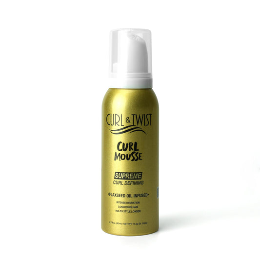 Curl & Twist Supreme Curl Defining Mousse 2.7fl oz/ 80ml - Flaxseed & Coconut Oil Infused Vitamin E Prevents Dryness Restores Vibrancy and Adds Shine