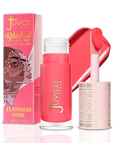 Juvia's Place Blushed Liquid Tint - Flamingo Rose - Lightweight Liquid Blush, Radiant Dewy Finish, Buildable Formula with Vitamin E, Long-lasting
