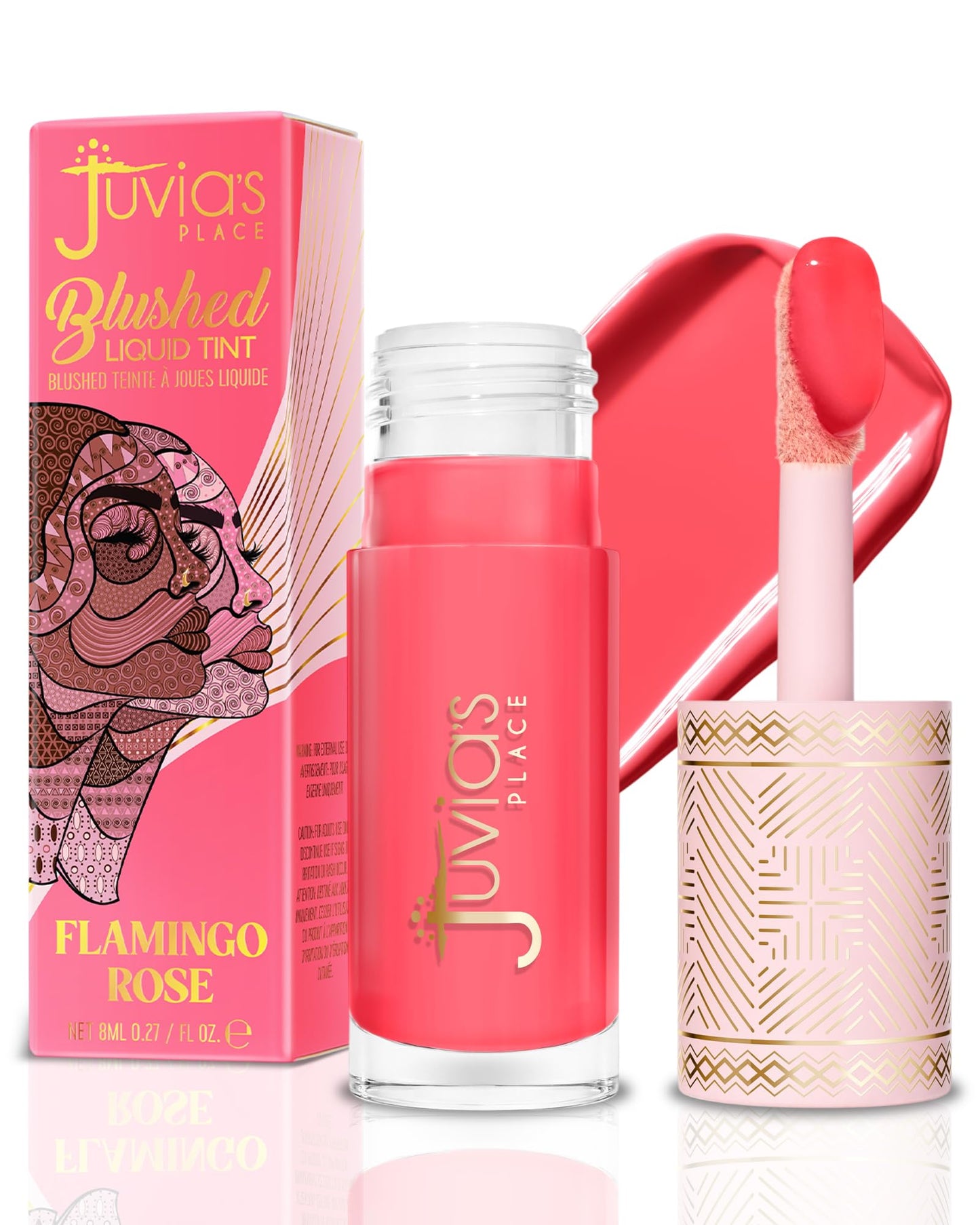Juvia's Place Blushed Liquid Tint - Flamingo Rose - Lightweight Liquid Blush, Radiant Dewy Finish, Buildable Formula with Vitamin E, Long-lasting