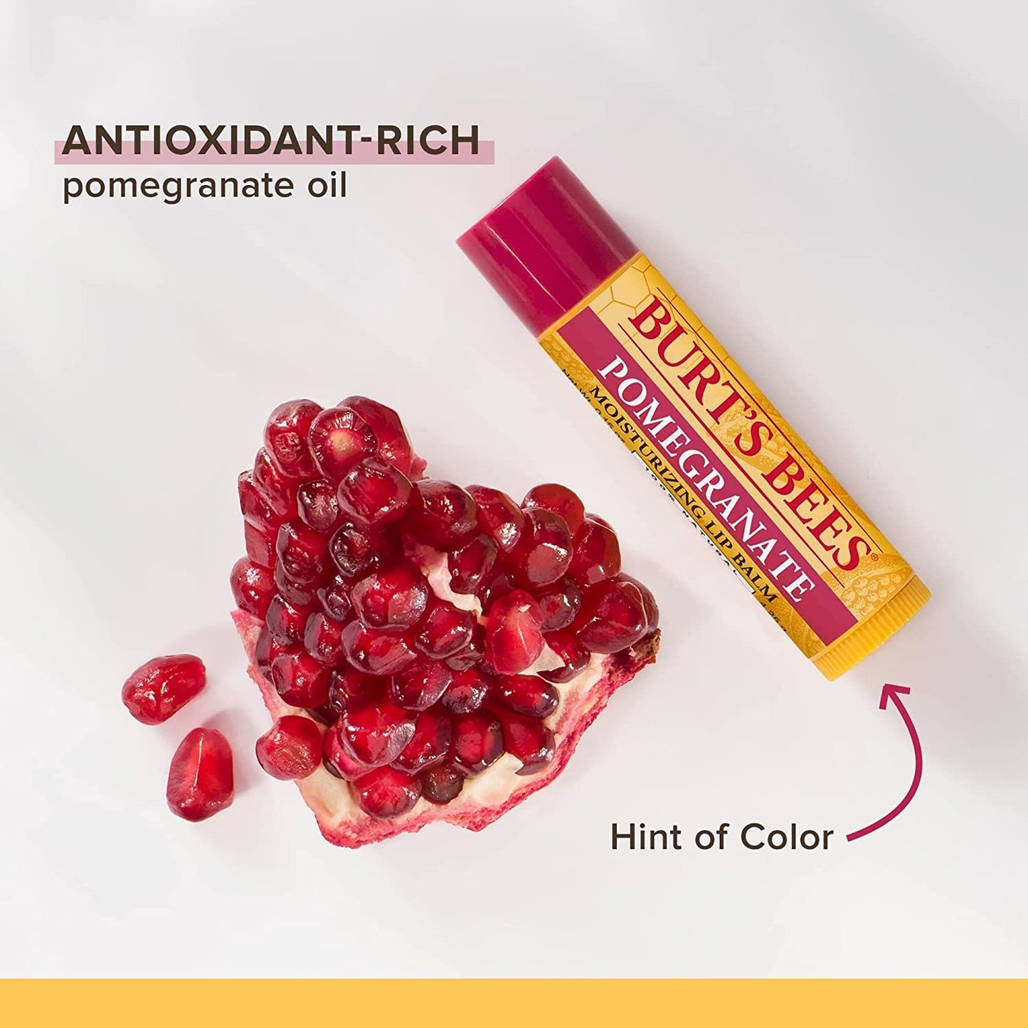 Burt's Bees Lip Balm, Pomegranate Oil, 0.15 oz, 2 pack, Burgundy,(ba-boo-byi-com2551)