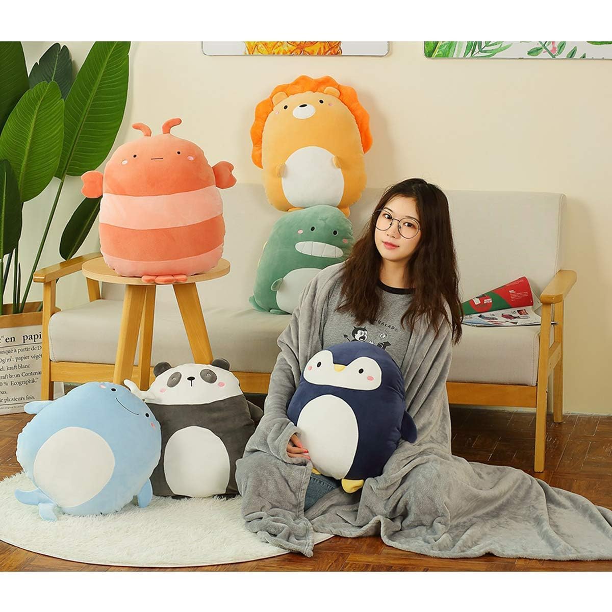 Hofun4U Penguin Stuffed Animal 16 Inch, Blanket in Cute Plush Pillow, Girls Boys Gifts for Birthday Christmas, Travel