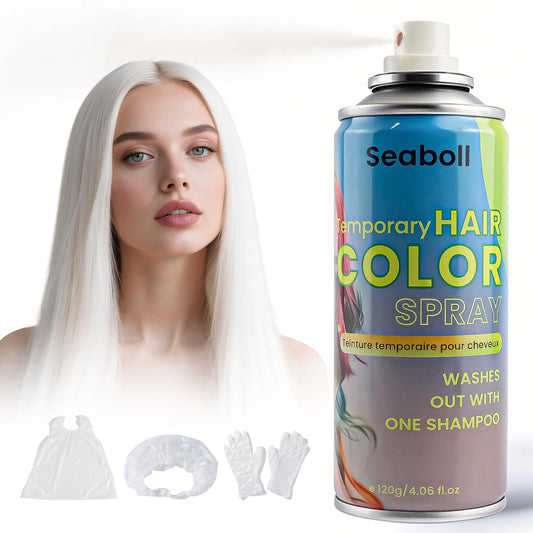 White Hair Spray, Seaboll Temporary Hair Color Spray for Kids Women Men-4.06 oz- Safe Non Sticky Washable One Day Hair Dye Spray,Disposable