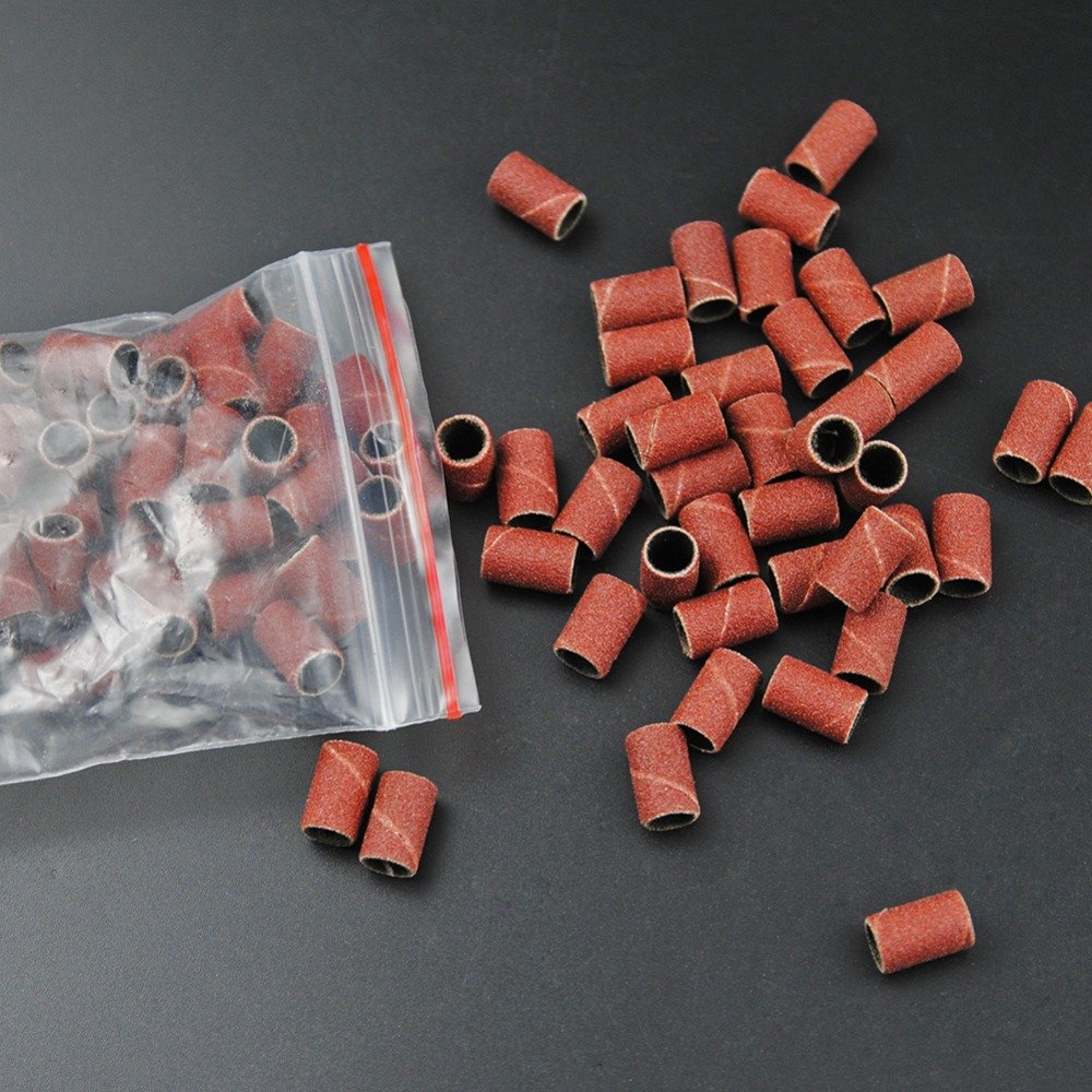Yimart® 100Pcs 80 Grit Nail Art Sanding Bands for Nail Drill Bits Machine Manicure Pedicure