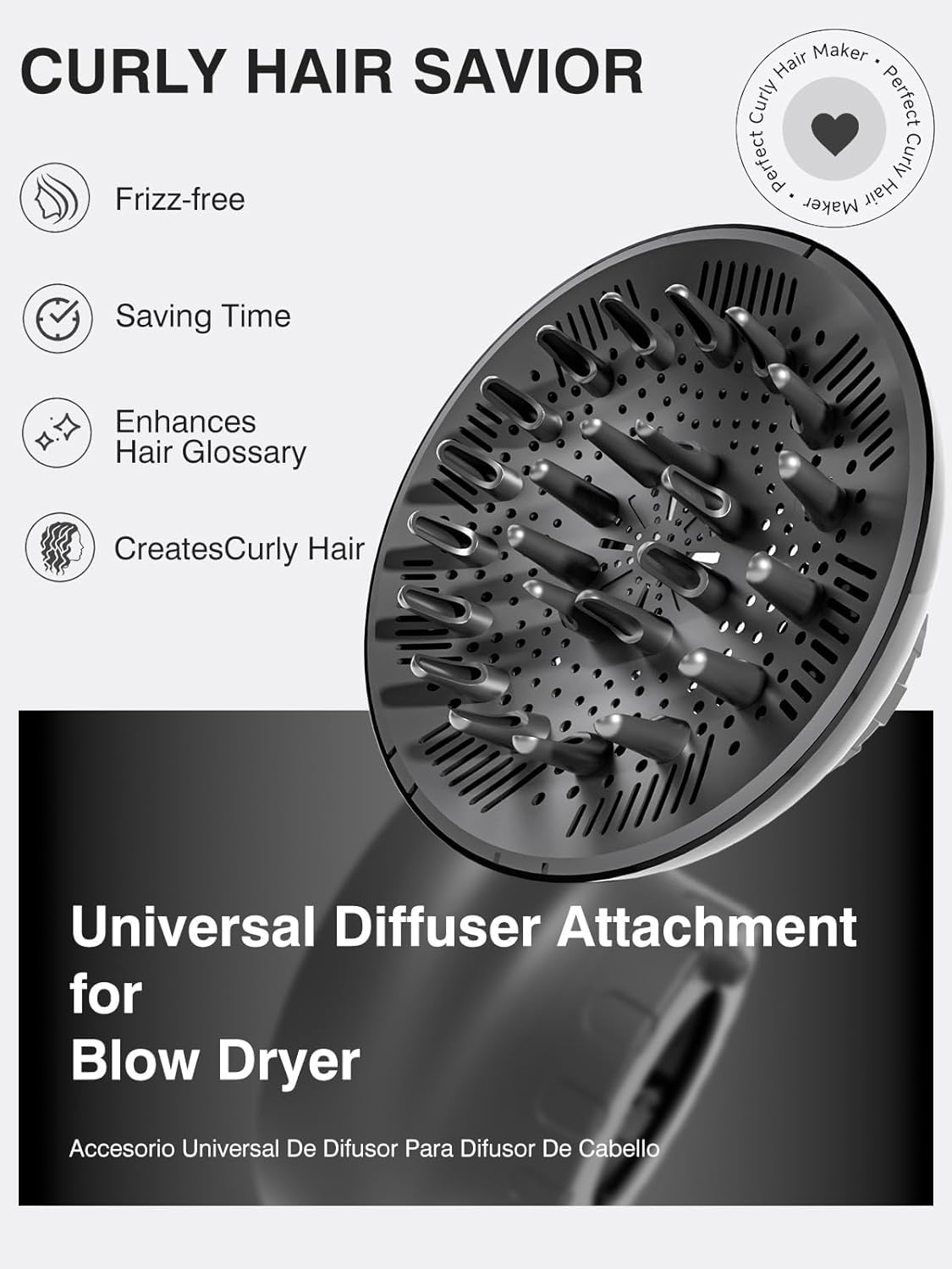 meborll Hair Diffuser, Diffuser Attachment for Hair Dryer, Hair Diffuser for Curly Hair, Universal Diffuser for 1.5-2.4" Hair Blow Dryer Long Thick Beauty and Personal Care meborll
