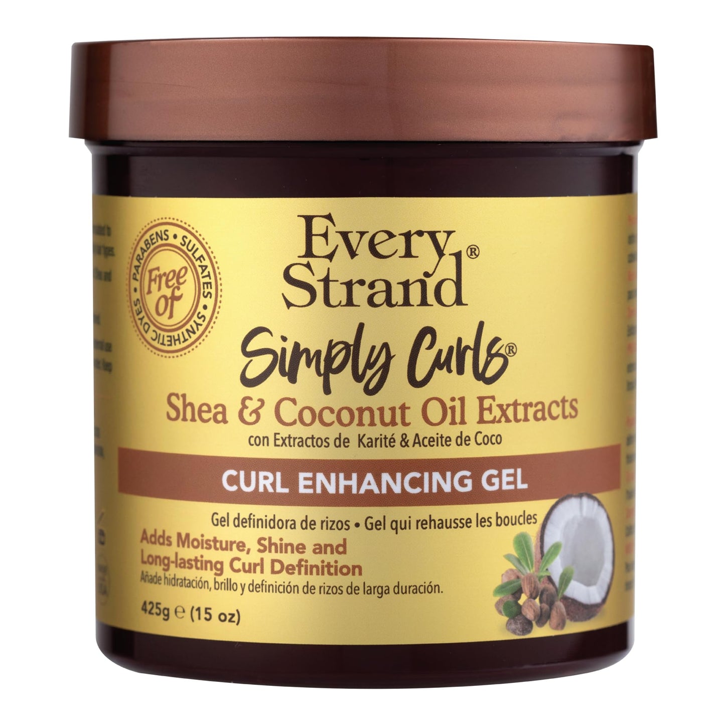 Every Strand Simply Curls Curl Control Gel 15 Oz, Long Lasting Definition and Frizz Control for Wavy, Curly, and Coily Hair, Infused with Shea Butter