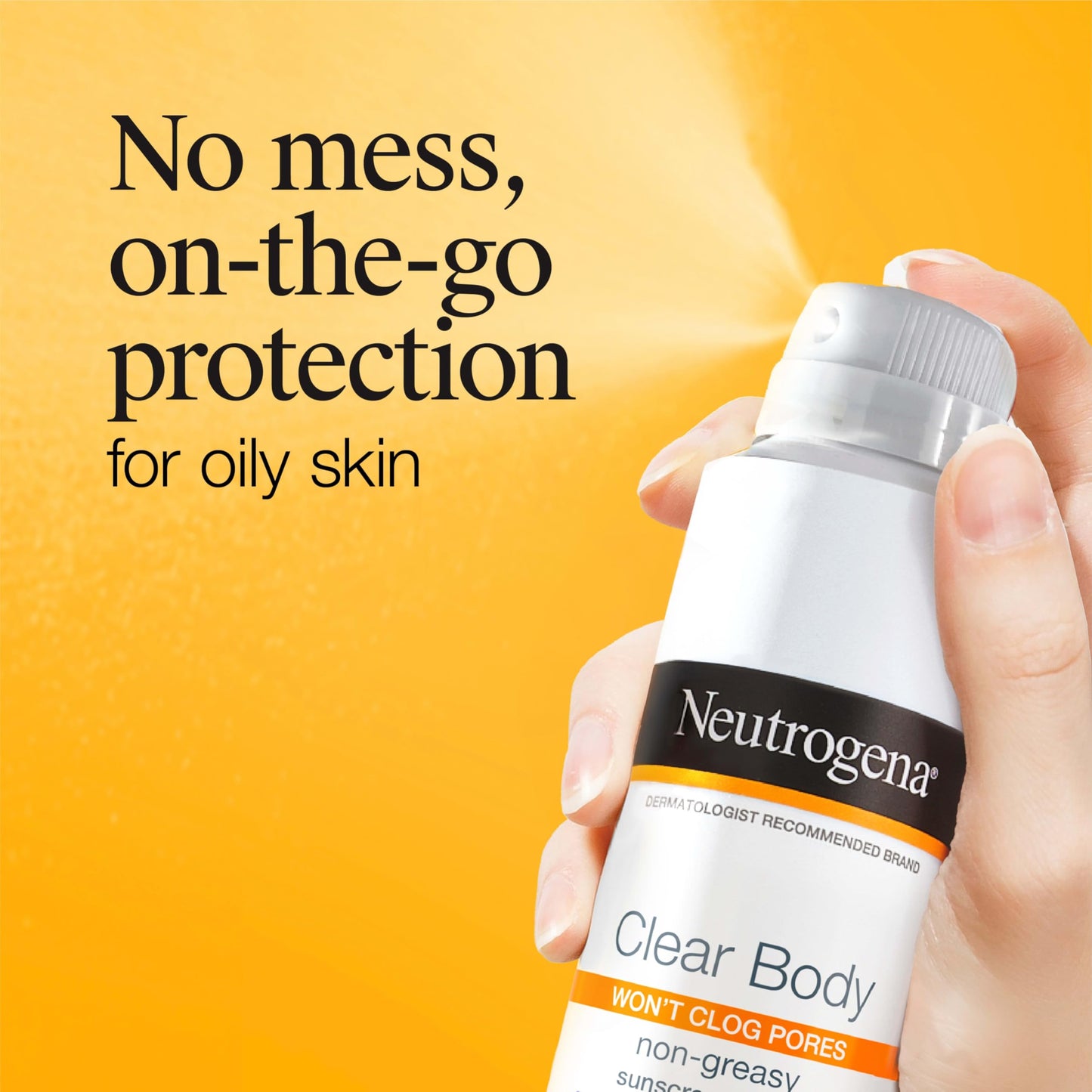 Neutrogena Clear Body SPF 50 Sunscreen Spray, Broad Spectrum UVA/UVB Sun Protection, Water-Resistant, Non-Comedogenic, Lightweight Body Sunscreen