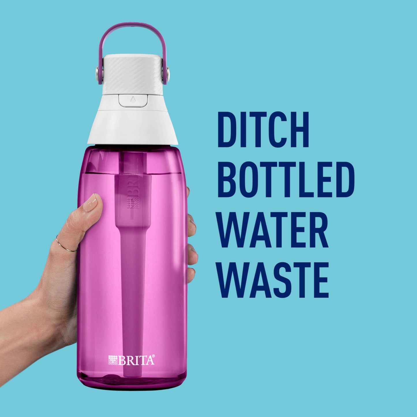 Brita Hard-Sided Plastic Premium Filtering Water Bottle, BPA-Free, Reusable, Replaces 300 Plastic Water Bottles, Filter Lasts 2 Months or 40 Gallons