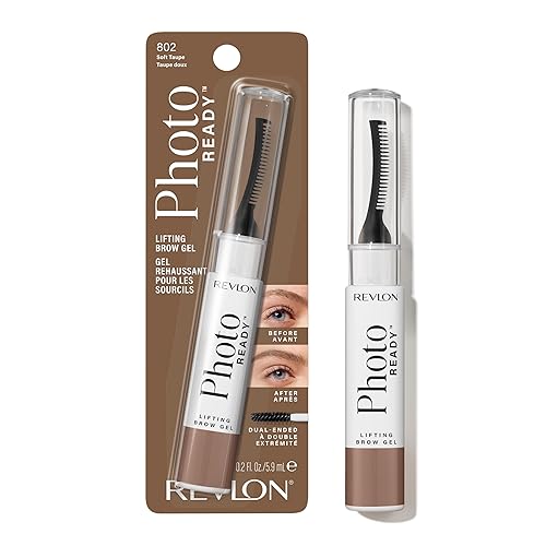Revlon PhotoReady Lifting Brow Gel, Tinted Eyebrow Lamination with Spoolie Brush, Conditions, Shapes & Defines, 802 Soft Taupe, 0.23 fl oz