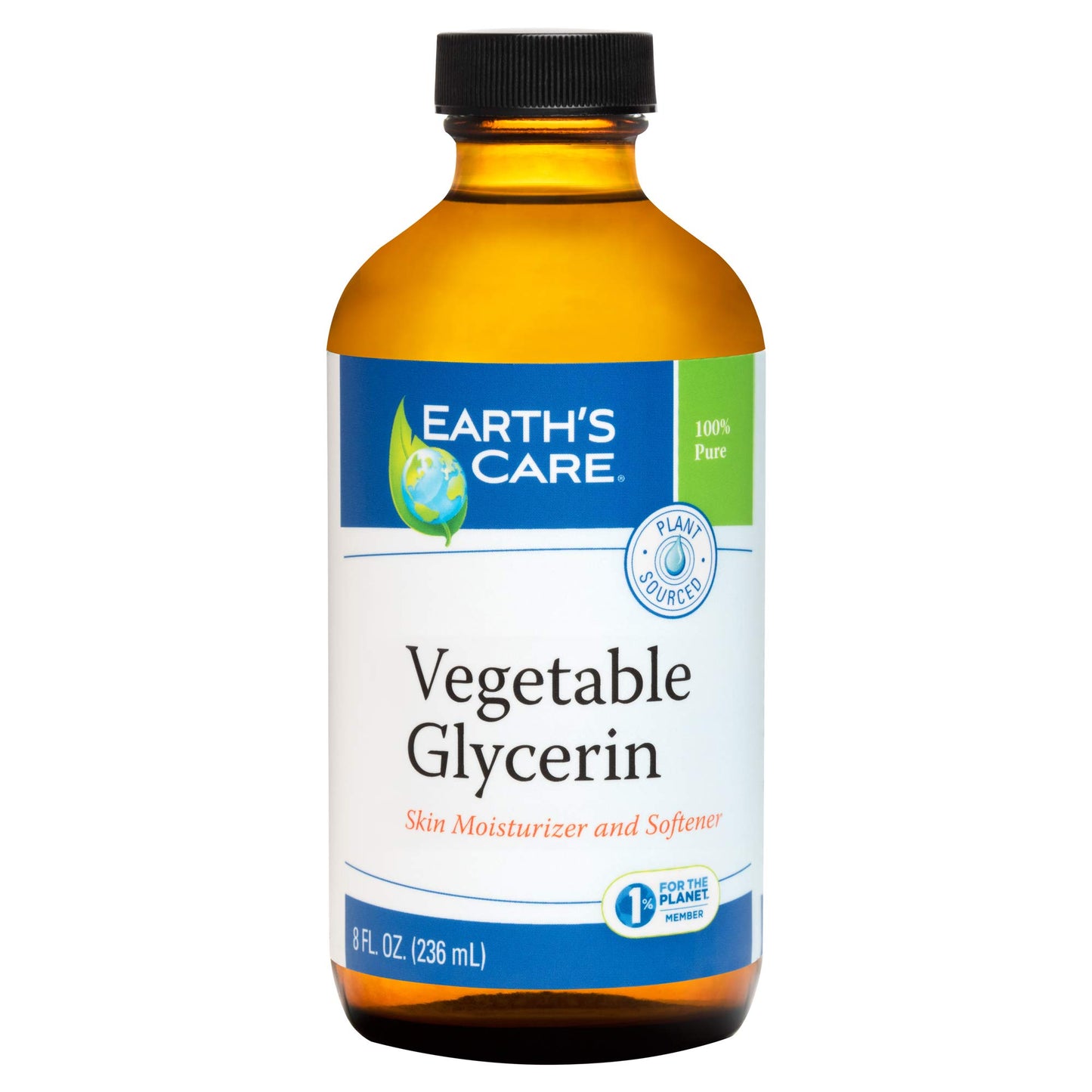 Earth's Care Vegetable Glycerin, 100% Pure Liquid Glycerine for Hair, Skin and DIY Projects 8 FL. OZ.