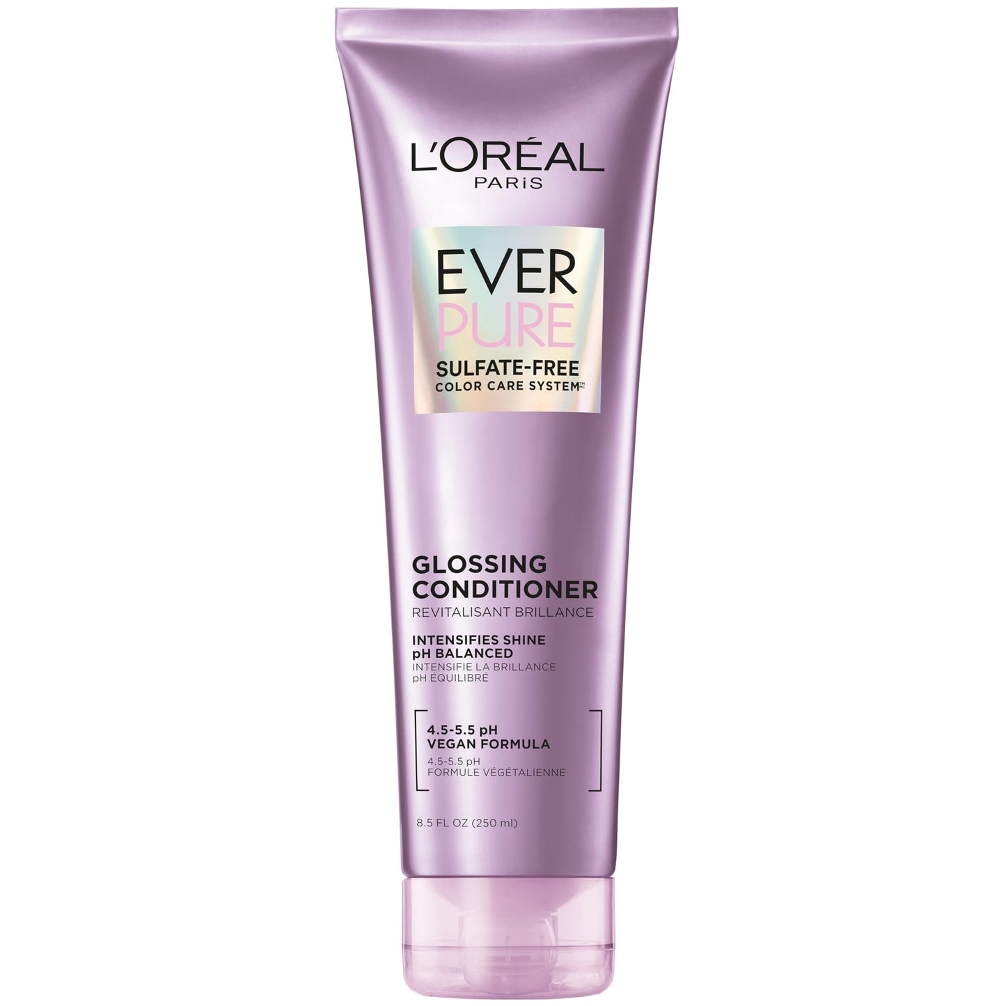 L'Oreal Paris Sulfate Free Glossing Conditioner, Intensifies Hair Shine & Smoothness, pH Balanced & Argan Oil Infused Vegan Hair Care, EverPure, 8.5