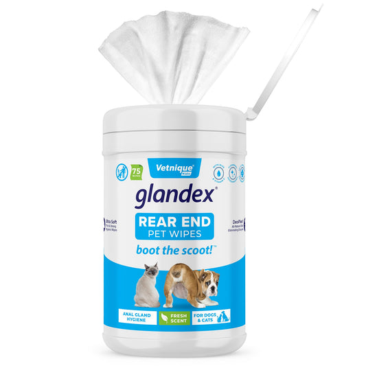 Vetnique Labs Glandex Dog & Cat Wipes – 75ct Cleansing & Deodorizing with Aloe, Vitamin E & Skin Conditioners