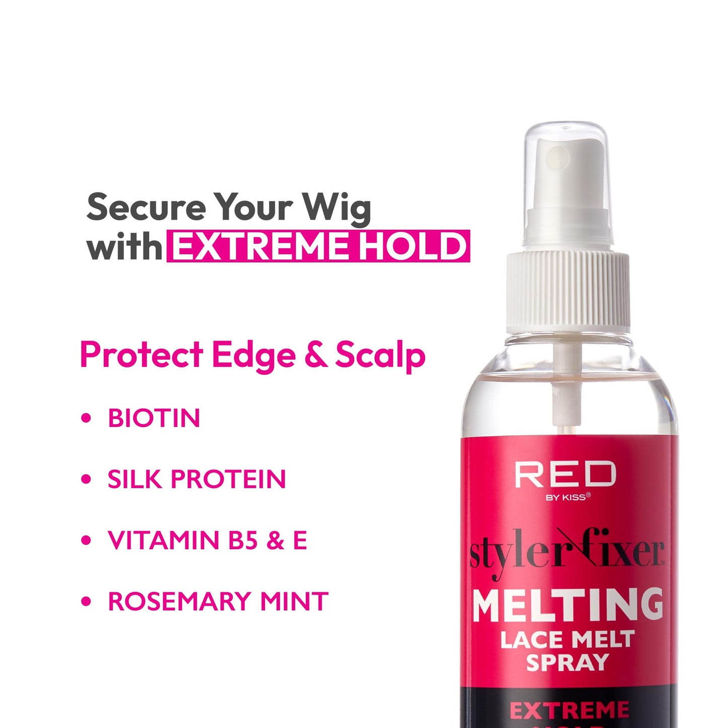 Kiss Lace Melting and Holding Spray - Strong Hair Adhesive for Wigs, Glueless Front Lace Bond (Extreme Hold)