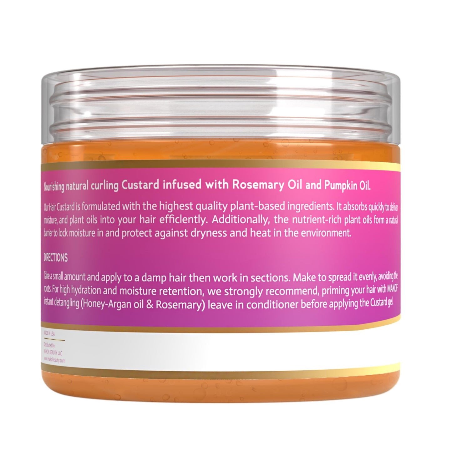 MAKOF BEAUTY Curls Defining & Styling Custard Gel, Enhances Curls Definition & Long-Lasting Hold. With Flaxseed, Pumpkin Seed & Rosemary. Natural Hair