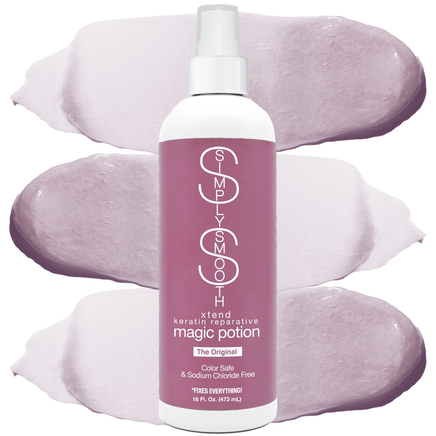 SIMPLY SMOOTH Keratin Reparative Magic Potion Original Leave In Conditioner Detangler & Heat Protection Styling Spray Repair & Reduce Breakage Color