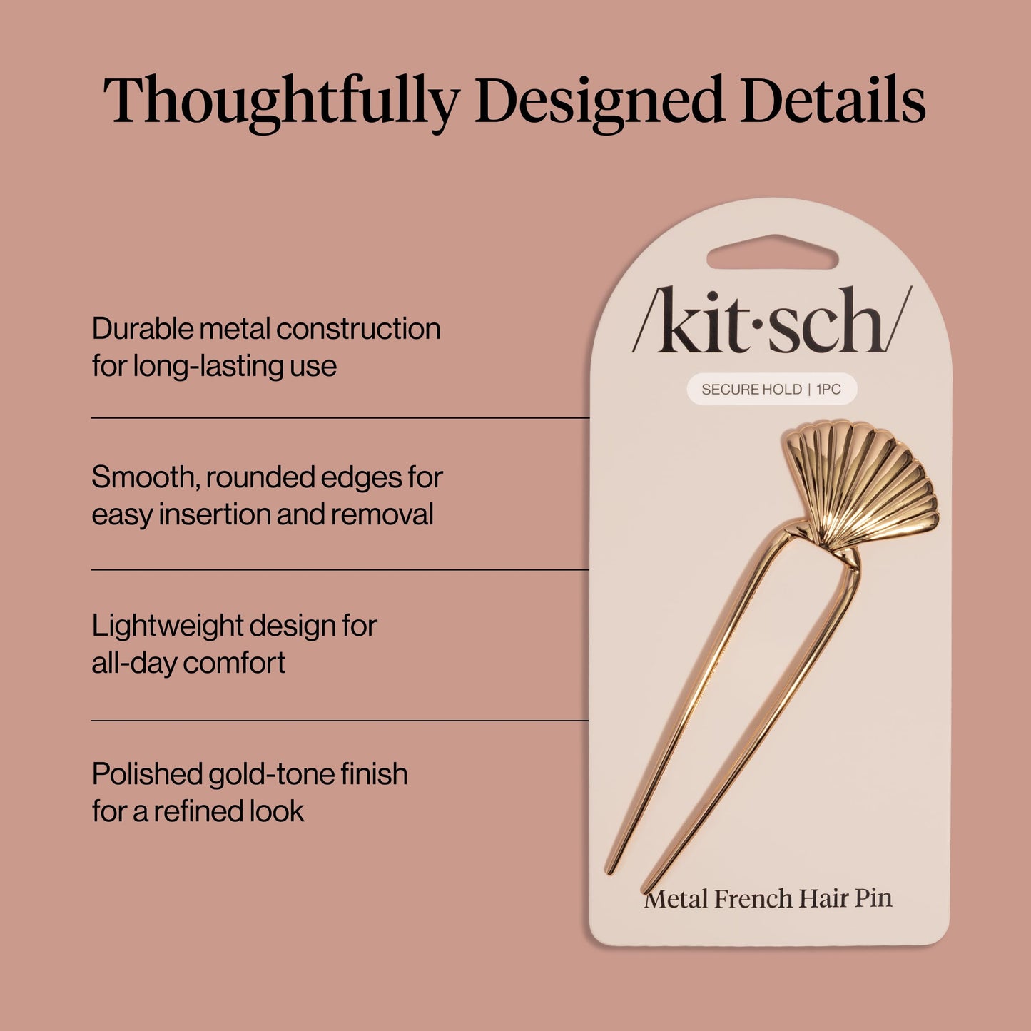The Grinch x Kitsch Gold French Hair Pin with Bow Design - Durable Metal Hair Pin for Effortless Updos, Half-Up Style | Lightweight - 1pc Beauty and Personal Care Kitsch