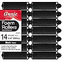 Annie- Salon Style Small Foam Hair Rollers - (5/8") Black - (14) Piece Set - Soft Heat-less Hair Curling Tools