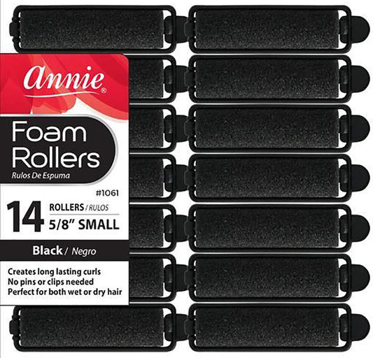 Annie- Salon Style Small Foam Hair Rollers - (5/8") Black - (14) Piece Set - Soft Heat-less Hair Curling Tools Beauty & Personal Care Annie