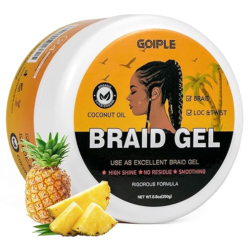 8.8OZ Strong Hold Braiding Gel for Twists, Locs, Cornrows - Tames Frizz, High Shine, No Flake, Easy Edge Control