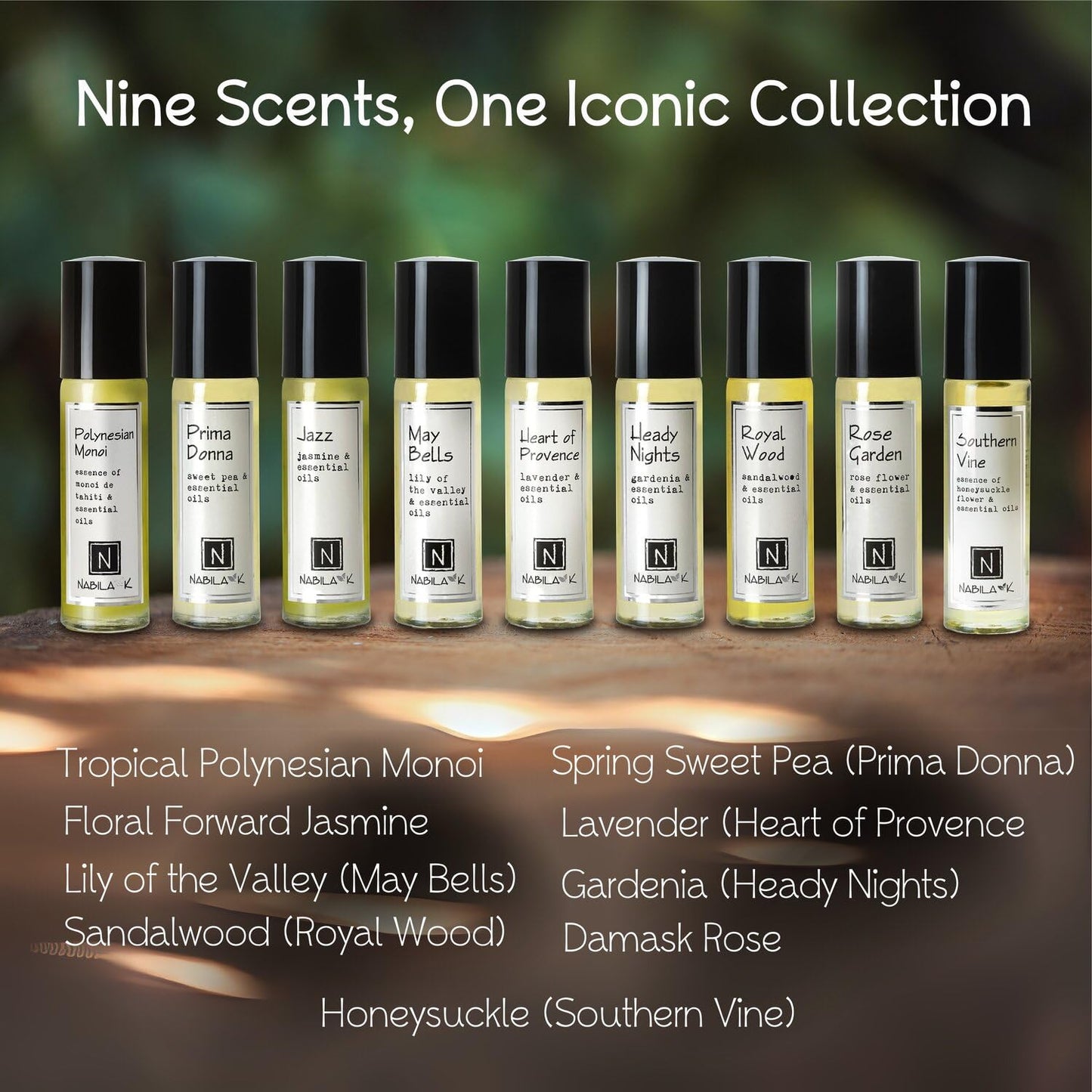 Nabila K Roll-On Perfume Oil Set of 9 with Essential Oils for Women | Alcohol-Free, Organic, Long-Lasting Fragrance | Travel Size, TSA Approved | 0.33 Beauty & Personal Care Nabila K