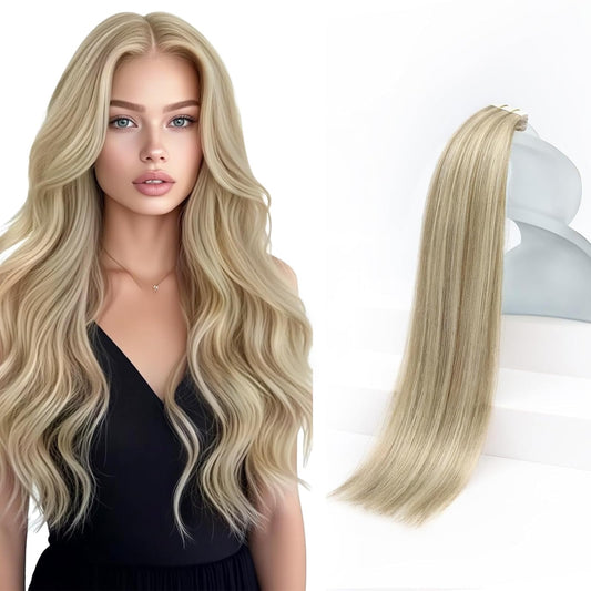 Sunny Hair Tape in Hair Extensions Real Human Hair Invisible Remy Hair Extensions Tape ins for Women Golden Blonde Highlight Medium Blonde 22 inch Beauty and Personal Care Sunny Hair Default Title