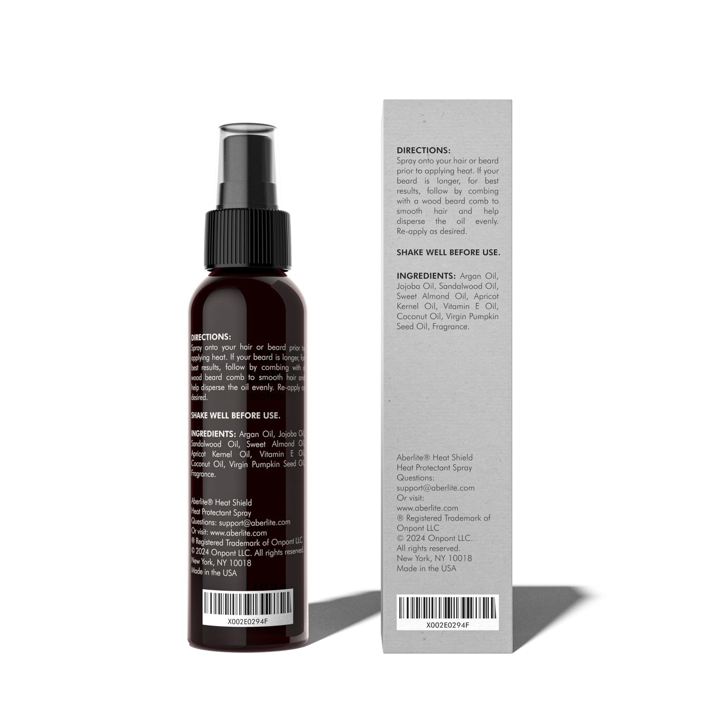 Aberlite Heat Shield Heat Protectant Spray, 4oz - Argan Oil Scent, Moisturizes, Softens and Protects Hair from Heat Damage, Made with 100% Natural