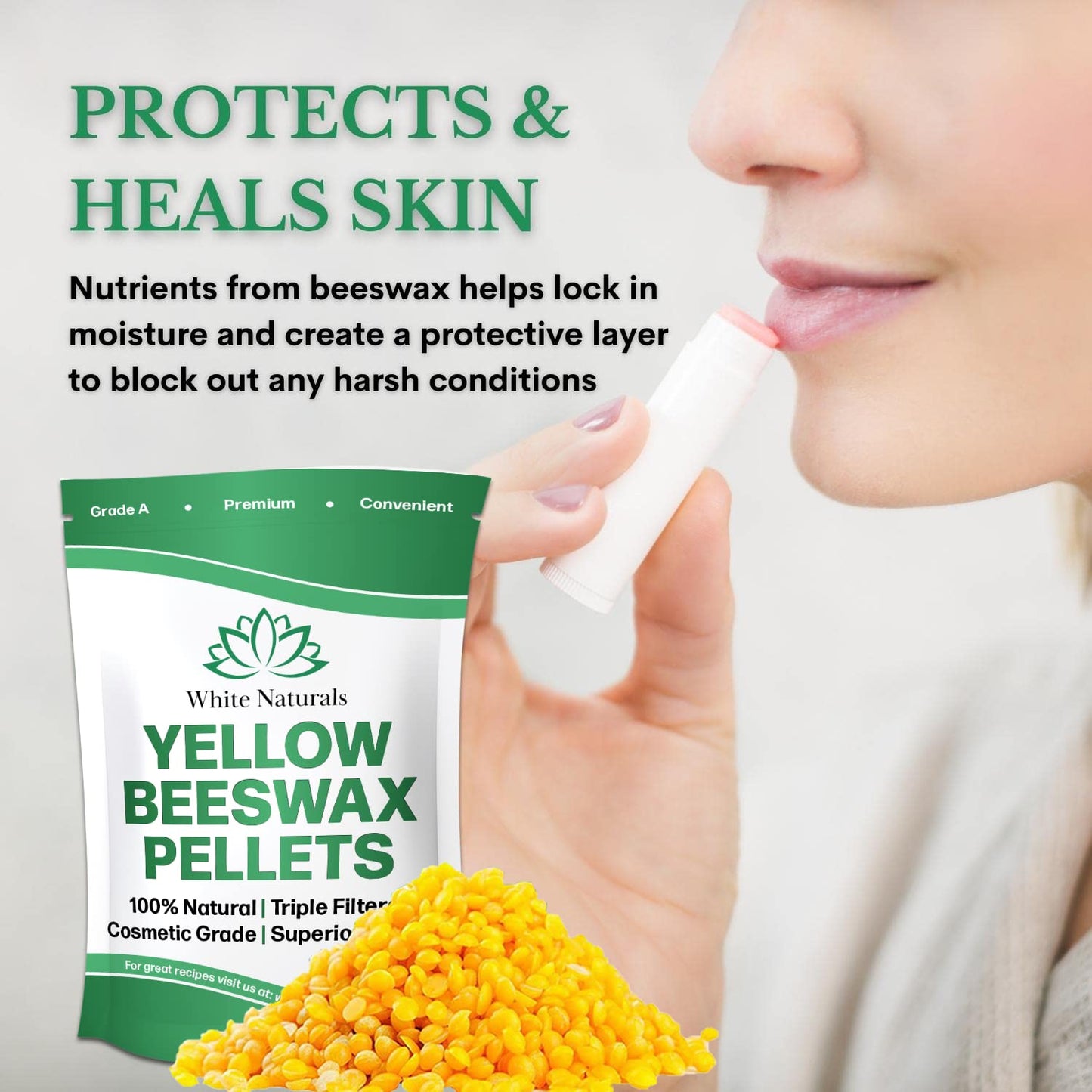Yellow Beeswax Pellets 5lb, 100% Pure, Natural, Cosmetic Grade, Organic, Bees Wax Pastilles, Triple Filtered, Great For Candle Making, Soaps, Food