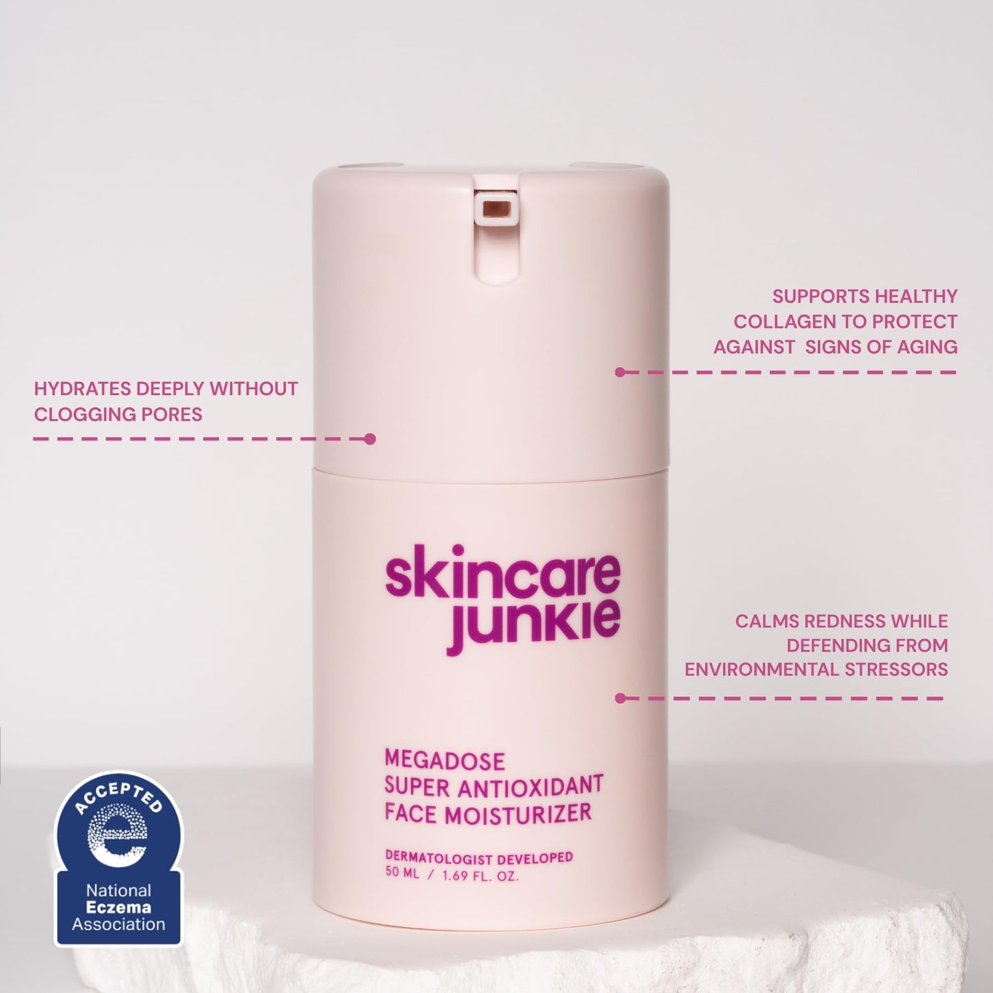 Skincare Junkie Megadose Super Antioxidant Face Moisturizer for oily, acne-prone, normal, sensitive, and combination skin, Dermatologist developed