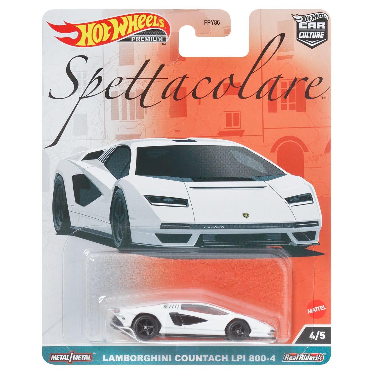 Hot Wheels Car Culture 2023 Spettacolare Series - Bundled Complete 5‑Pack (FPY86‑959B) | Alfa Romeo Giulia GTA, 155 V6 Ti, Lancia Stratos, Countach…