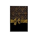 3D Rose TWL_223591_1 Ribbon & Bow on Damask Design - Black & Gold Towel, Black & Gold, 15" x 22"