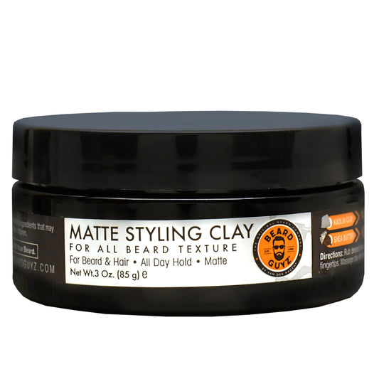 Beard Guyz Matte Styling Clay - Strong?Hold for Beard & Hair - Natural Texture & Matte Finish Styling Clay for Men’s Grooming, 3 oz